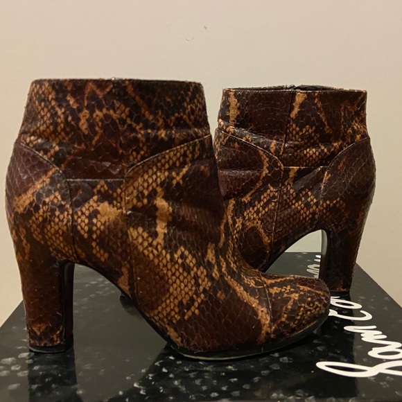 👣Sam Edelman Boots Ankle Python Salina 2 Chocolate 6 - Picture 10 of 13
